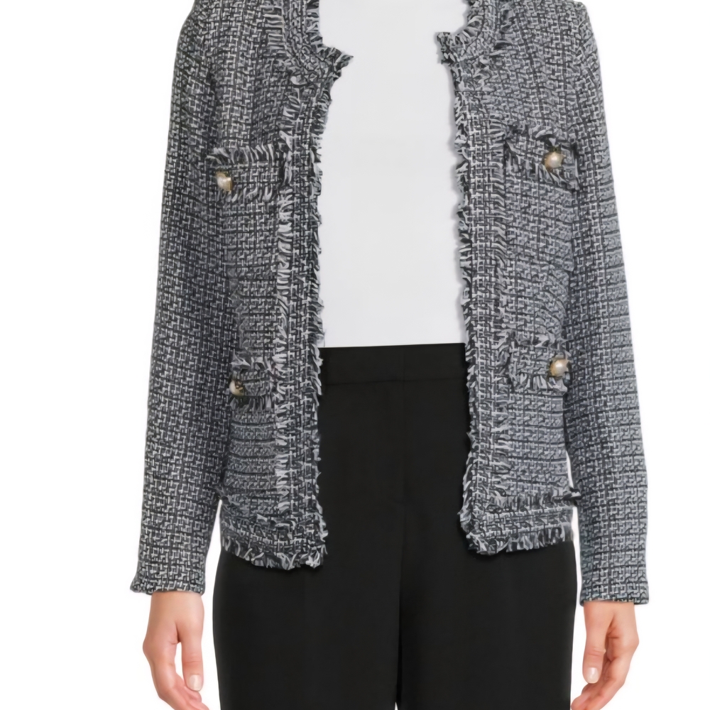 Nanette Lepore Black and White Textured Blazer Size 4 Classic Parisian Modern